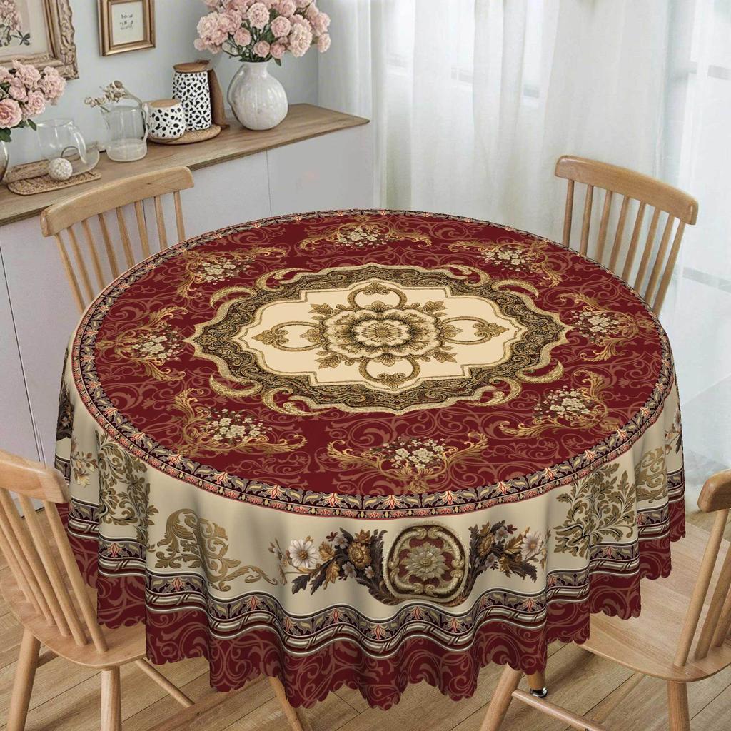 European Retro Flower Pattern Tablecloth Rectangular Round Tablecloth Household Printing Tablecloth Classical Decoration