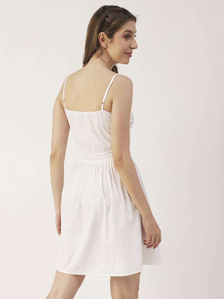 Moomaya Printed Spaghetti Strap Dress, Tie-Knot Knee Length, Flared Dress