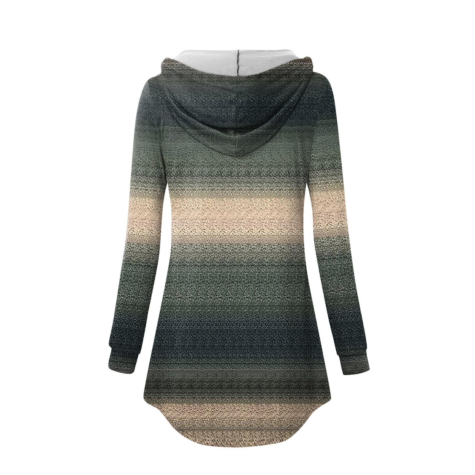 Женские повседневные модные однотонные толстовки с капюшоном на пуговицах и длинными — фото 5