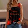 Women Sleeveless Tank Top Square Neck Ruffle Detail Halloween Print Casual Summer Vest Shirt for Daily Wear