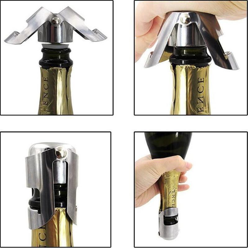 Wine Bottle Stopper Wine Beer Bottle Cork Plug Stainless Steel Champagne Sparkling Stopper Bar Tools Sealing Preserve Bottle Cap