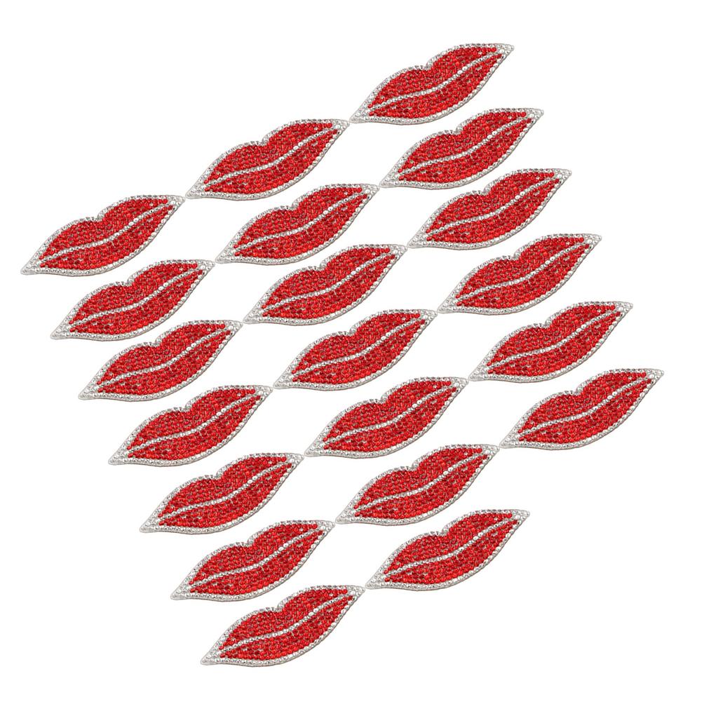 20Pcs Red Lip Rhinestones Resin Crystal Hot Diamond Pattern Clothing Decoration DIY Accessories