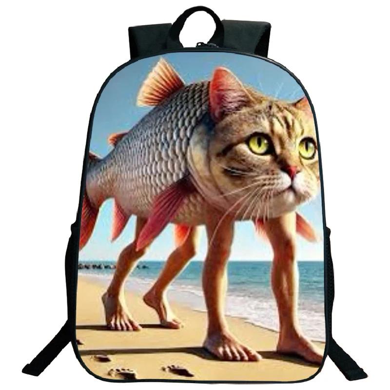 Funny Italian Brainrot Printed Backpack for Boys Girls Cappuccino Assassino Schoolbag Kids Bookbag Italian Brainrot Bags Mochila