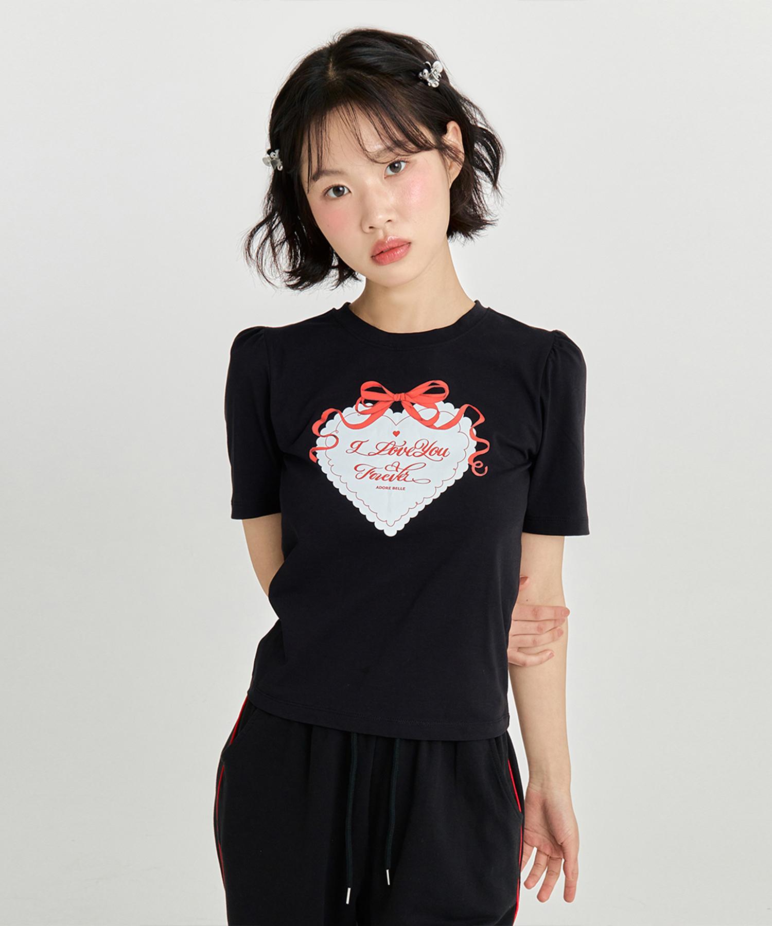 Adore Bell Red Heart T-Shirt - Black
