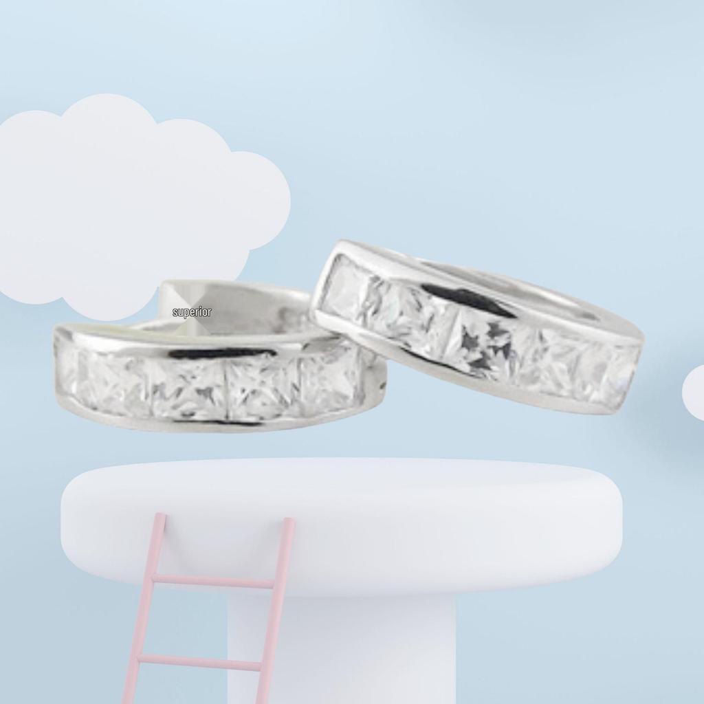 Trendy Minimalist Swiss Zircon Square Stud Ear Cuffs