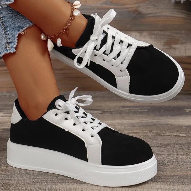Brand Design Sneakers for Women New Casual Platform Lace Up Women's Vulcanized Shoes Tennis Walking Student Leather Shoes