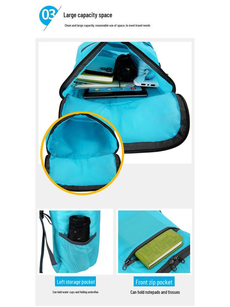 Multi-functional Lightweight Oxford Backpack: Large Capacity, Folding, Portable for Cycling, Sports, Travel