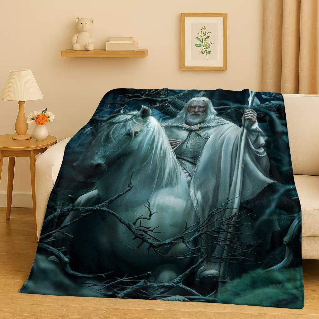 HD L-Lord of The Rings H-Hobbit Gandalf Legolas Flannel Blanket,Ultra Soft Warm Plush Throw for Home Bedroom Bed Sofa Cover