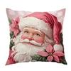 Pink Christmas Throw Pillow Cover Linen Holiday Decoration Living Room Sofa Cushion Cover Cushion Cover Car Decoration