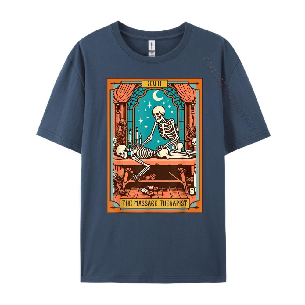 Funny Skeleton Massage Therapy Massage Therapist Tarot Card Graphic T Shirts Men Oversized Valentines Day Gift TShirt