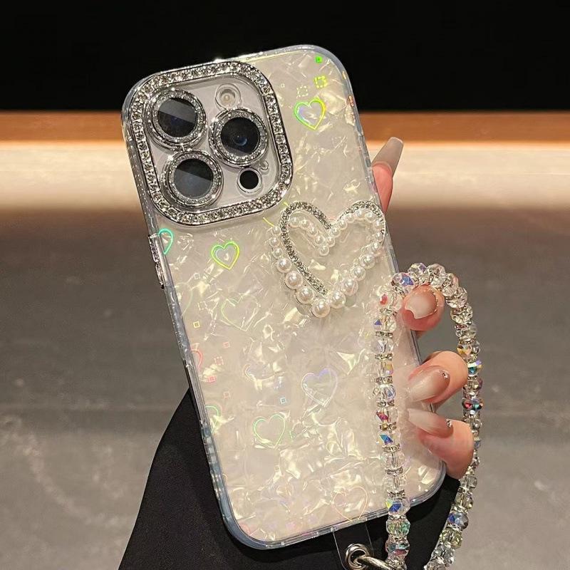 Porous Love Shell Pattern Double Heart Case for iPhone 17 Pro Max/15 Pro/12
