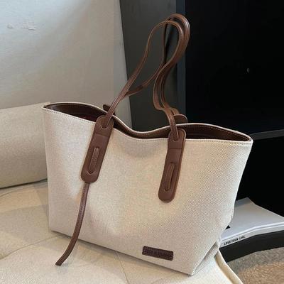 Large Capacity Canvas Tote Shoulder Bag Women Casual Korean Ins Style Simple Artistic Commuter School Handbag