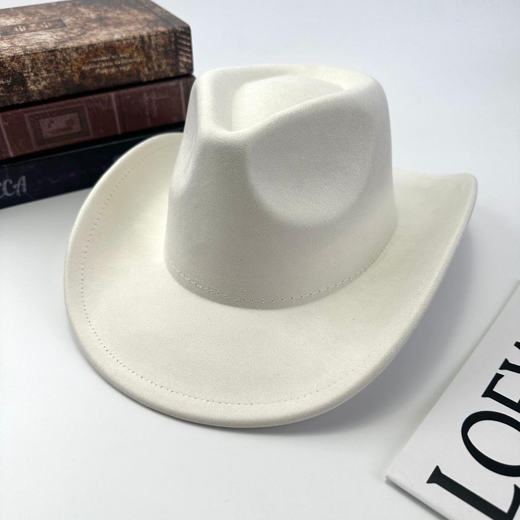 Western Cowboy Hat Women Woolen British Suede Light Board Peach Heart Top Hat Felt Hat