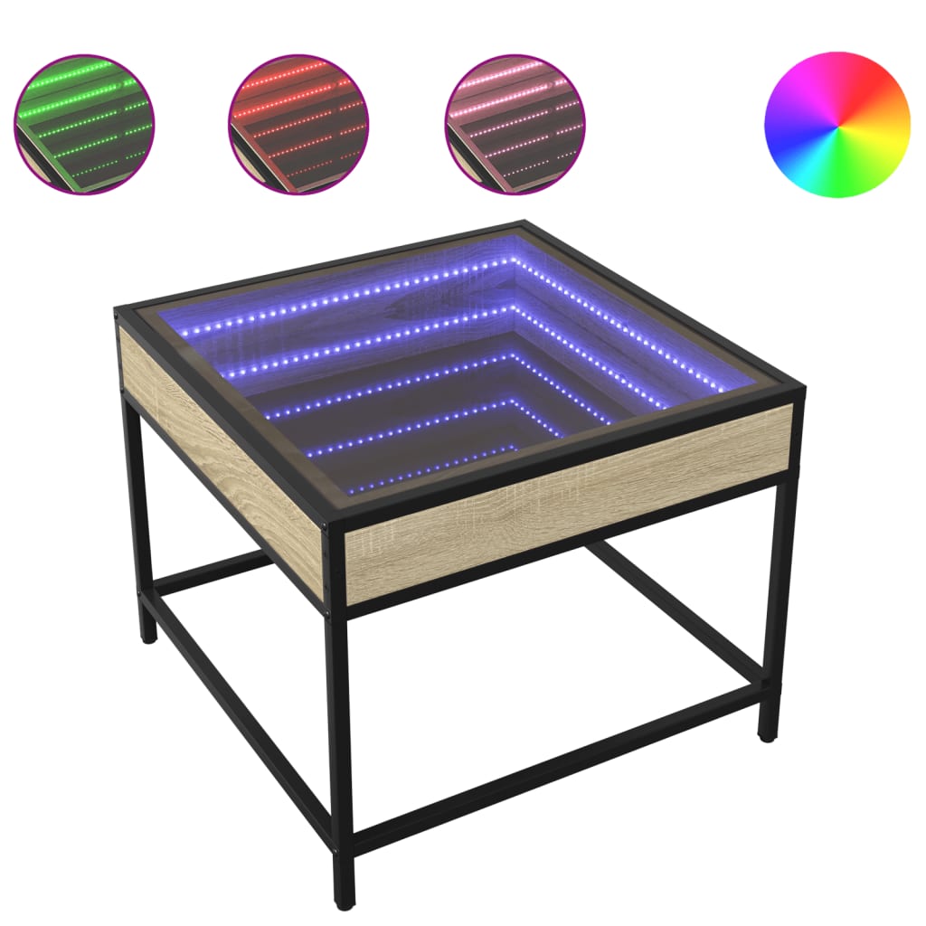 Infinity LED Coffee Table in Sonoma Oak 50 x 50 x 41 cm