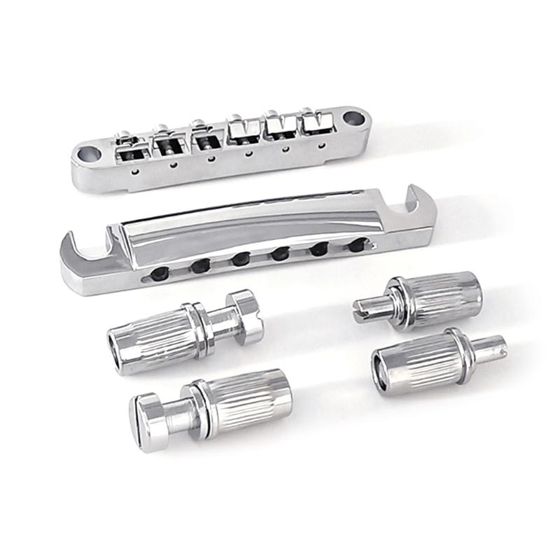 6 String Guitar Roller Saddle Bridge Tailpiece Upper Lower String Bridge with Studs Tune-O-Matic Bridges Replacement