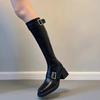 Belt Buckle Long Women's Winter New Knight Boots Thick Heel Above Knee French Vintage Boots Women's Motorcycle Boots