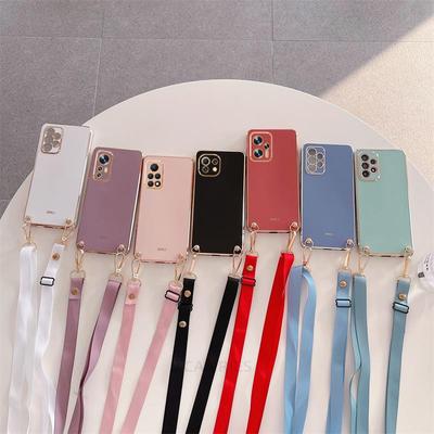 For Realme 12 Pro Plus 12pro Crossbody Necklace Cord Strap Lanyard Plating Case for Realme12 Pro+ 11X 10 11 Proplus Candy Color Silicone Soft Cover