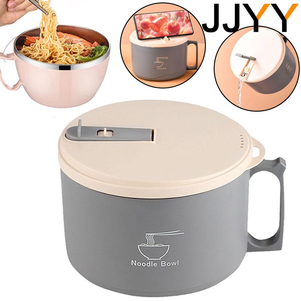 2 Styles Stainless Steel Instant Noodle Bowl with Lid Dormitory Student Drainable Large Capacity Food Grade Instant Noodle Bowl
