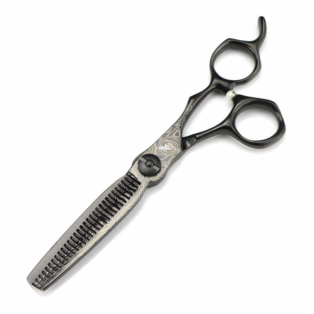 6.0-inch Black Napson Damascus Steel Hairdressing Thinning Scissors