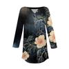Women's Fashion Loose Button Collar Print 3/43/4  Sleeve T-Shirt Tops Pullover