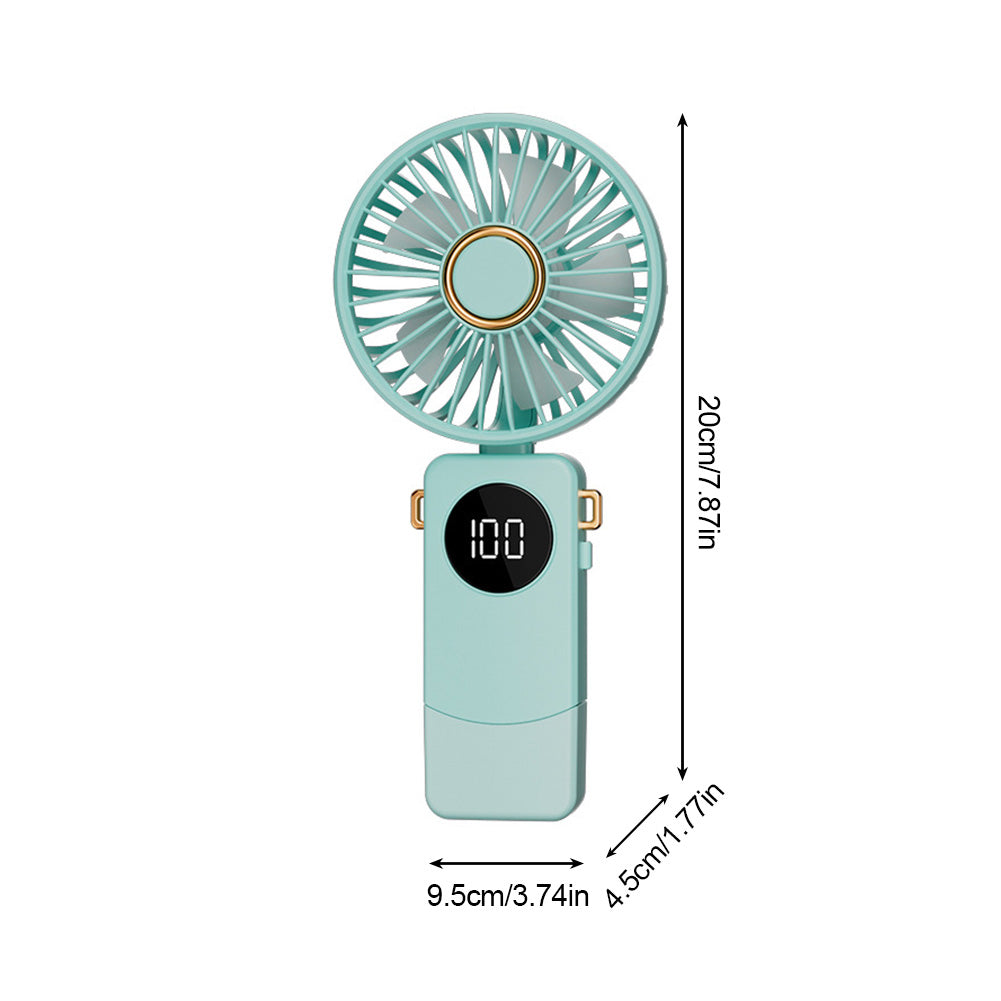 2024 New Fan Portable Handheld Fold Office Desktop Multifunctional Folding Double Battery 3600mAh Electric Fan with Neck Lanyard