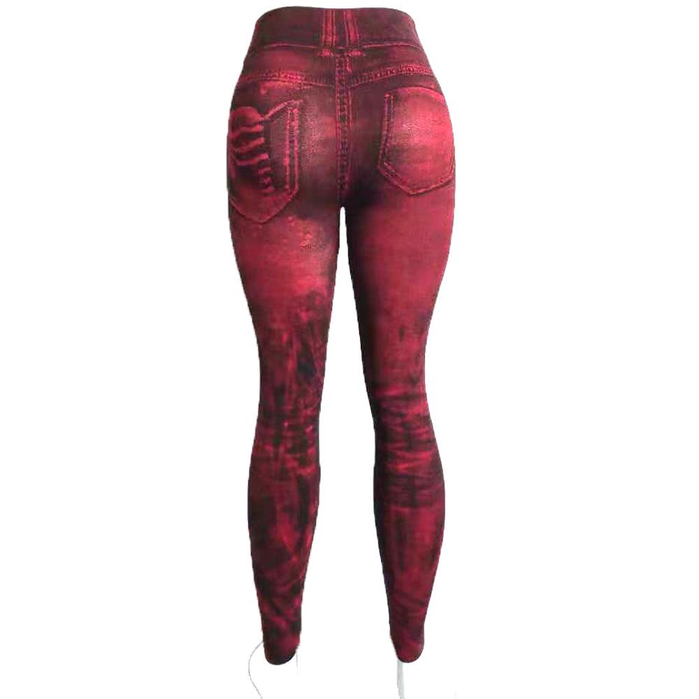 Sexy Imitation Jeans Leggings High Waist Pants Fitness Slim Sport Push Up Leggings for Women