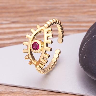 Fashion Bohemian Lucky Turkish Evil Eye Rhinestone Open Rings For Women Vintage Boho Adjustable Ring Copper Zircon Party Jewelry