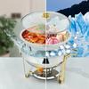Alcohol Stove Large Capacity Circular Gold-plated Insulated Heating Furnace Hotel Restaurant Stainless Steel Buffet Stove