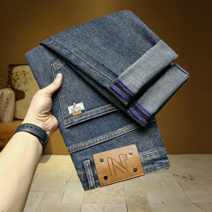 

Ранняя осень Новые мужские прямые свободные джинсы широкого кроя Брюки средней и высокой посадки 38