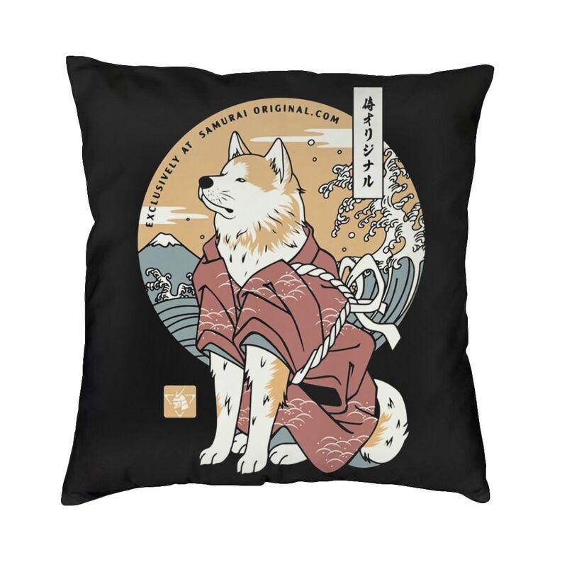 Funny Catana Feline Cat Cushion Cover 35x35 Cm Japanese Samurai Cat Dog Throw Pillow Cases Decoration Salon Sofa Chair Pillows