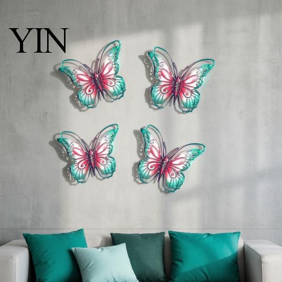 Waterproof Metal Wall Ornaments Butterfly Decorations, Garden Art Sculpture, Decorative Pieces Weatherproof Hanging Decor for Patio Fence Home