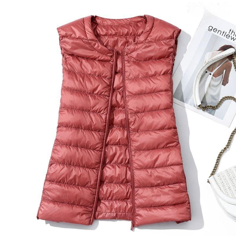 Women Sleeveless Zipper Down Jackets Autumn Winter Liner Warm Women's Vests Ultralight White Duck Down Vest