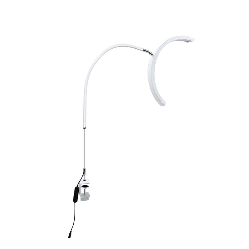 16 In LED Half Moon Beauty Lamp with Desk Clamp 20W Nail Lash Fill Light 360 Degrees  Rotatable Hose