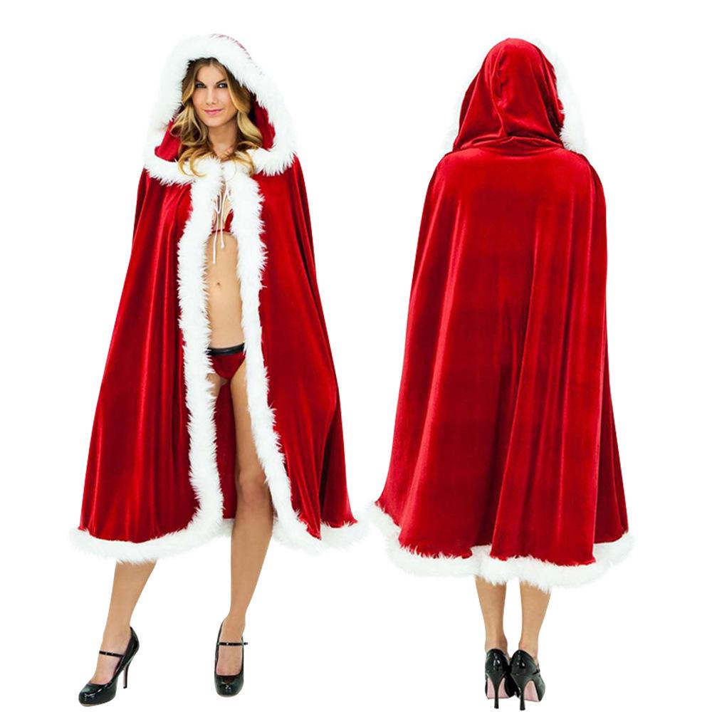 Unisex Gold Velvet Santa Claus Cloak: Christmas & Little Red Riding Hood Costume