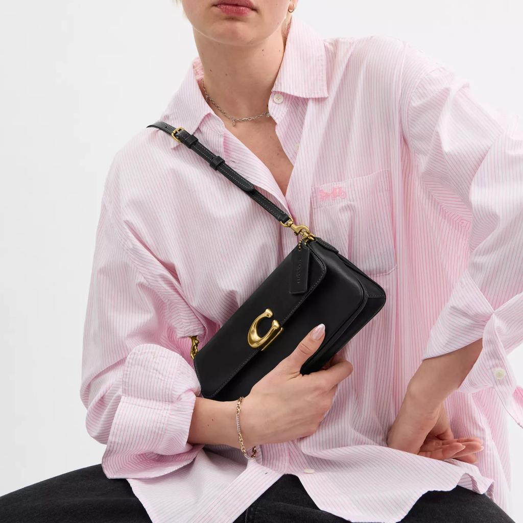 Coach Jet 25 Logo Leather Tote Crossbody Shoulder Bag Medium Women bags Black CAM16-B4BK