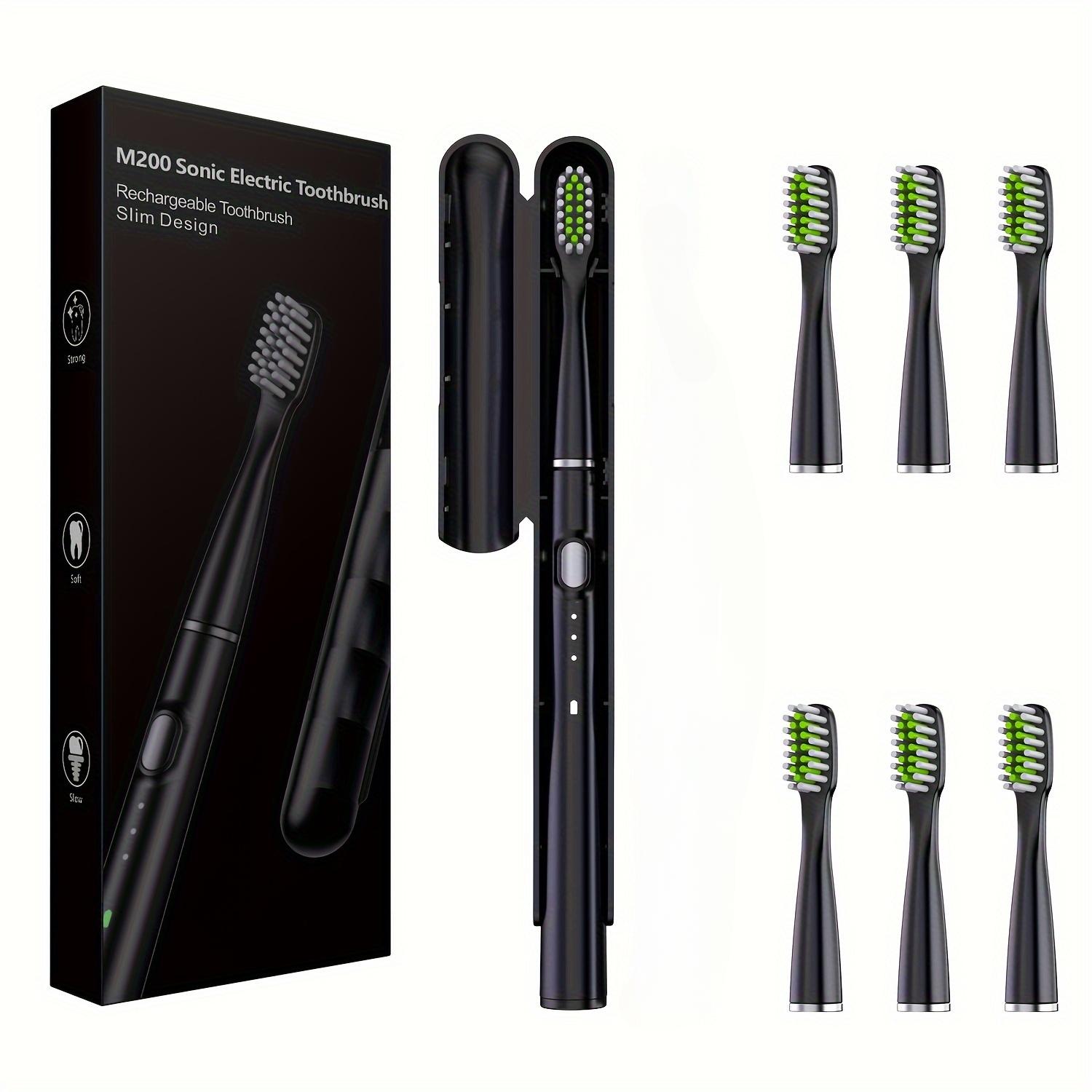 

Электрическая зубная щетка Портативная USB-перезаряжаемая автоматическая электрическая зубная щетка с 6 сменными насадками, подходит для путешествий чёрный