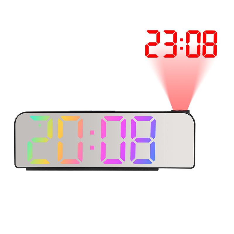 USB Powered Projection Alarm Clock TEMP Date Night Mode Power-off Memory Table Clock LED Digital Clock