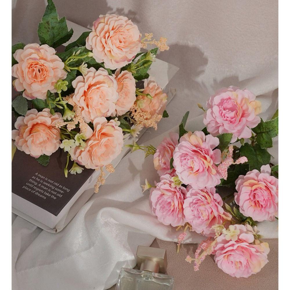 DIY Decoration Artificial Peony Bouquet 7 Heads Simulated Flower Fake Flowers  Photography Props
