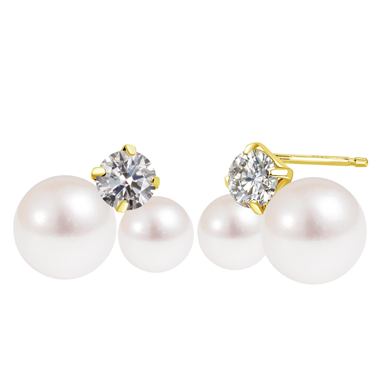 

Earrings Akoya Pearl Total 4 Beads Diamond Total K18 18K Gold [Lara Christie] Women s 3~5.5mm 0.18ct le56-0032-yg