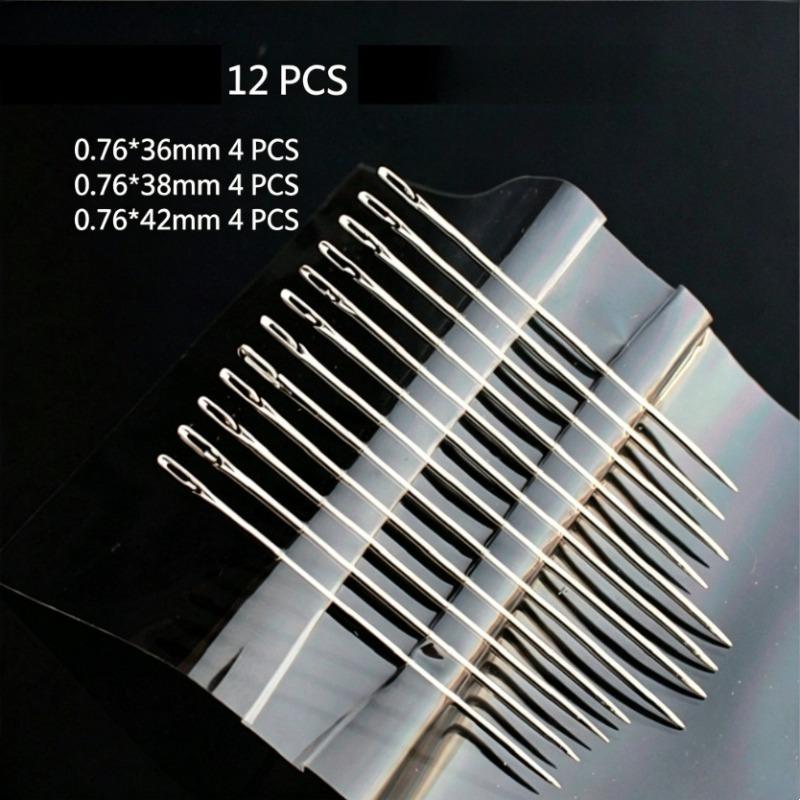 36/12Pcs Side Hole Blind Sewing Needles Stainless Steel Elderly Self Threading Needles Household DIY Beading Threading Needle