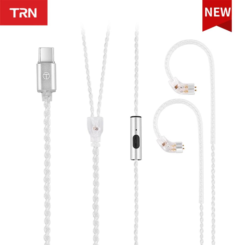 

TRN A7 Посеребренный кабель обновления типа C HD Цифровое декодирование с пшеничным кабелем для гарнитуры белый