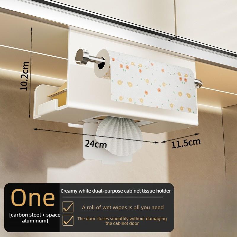 Paper Towel Roll Carbon Steel Kitchen Organizer Rack Under Cabinet Paper Towel Holder Wall Mounted Kitchen Roll Dispenser белый 5290₽