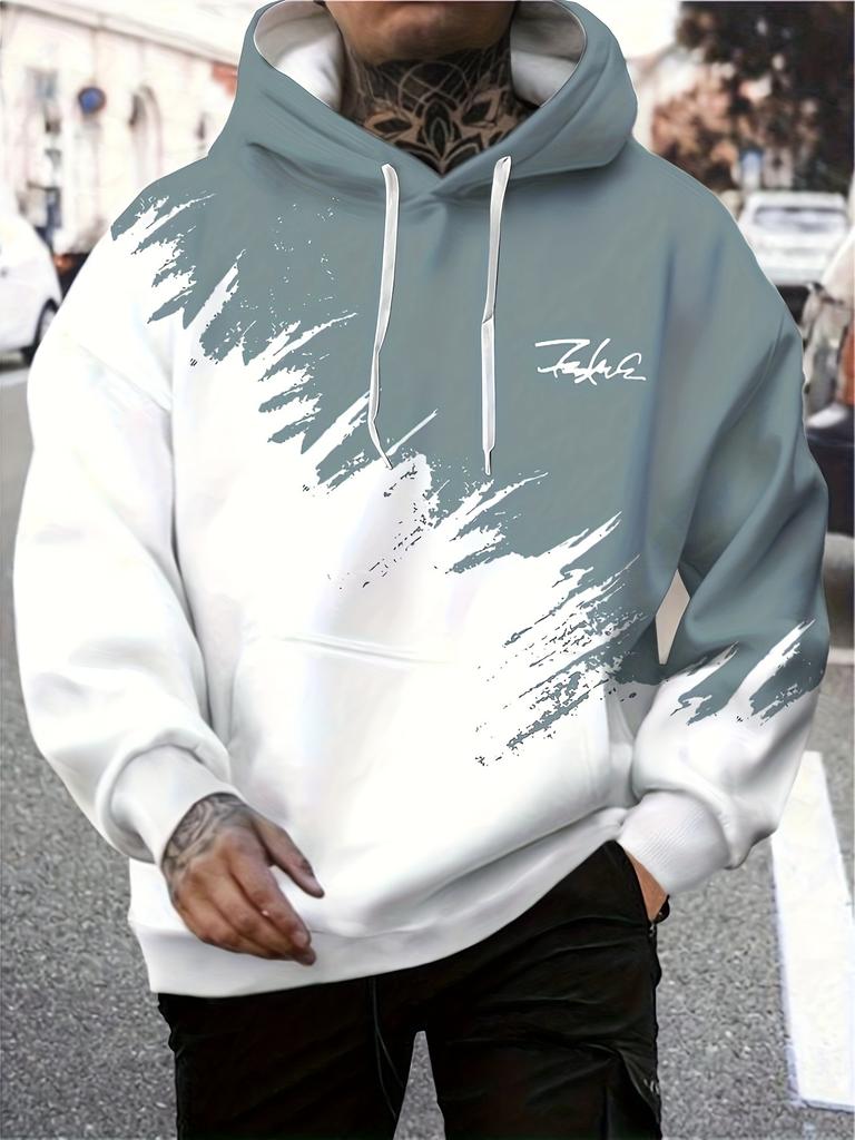 Spring Autumn Casual Men Sweatshirt, Funny Wolf Animal 3D Print Loose Hooded Pullover