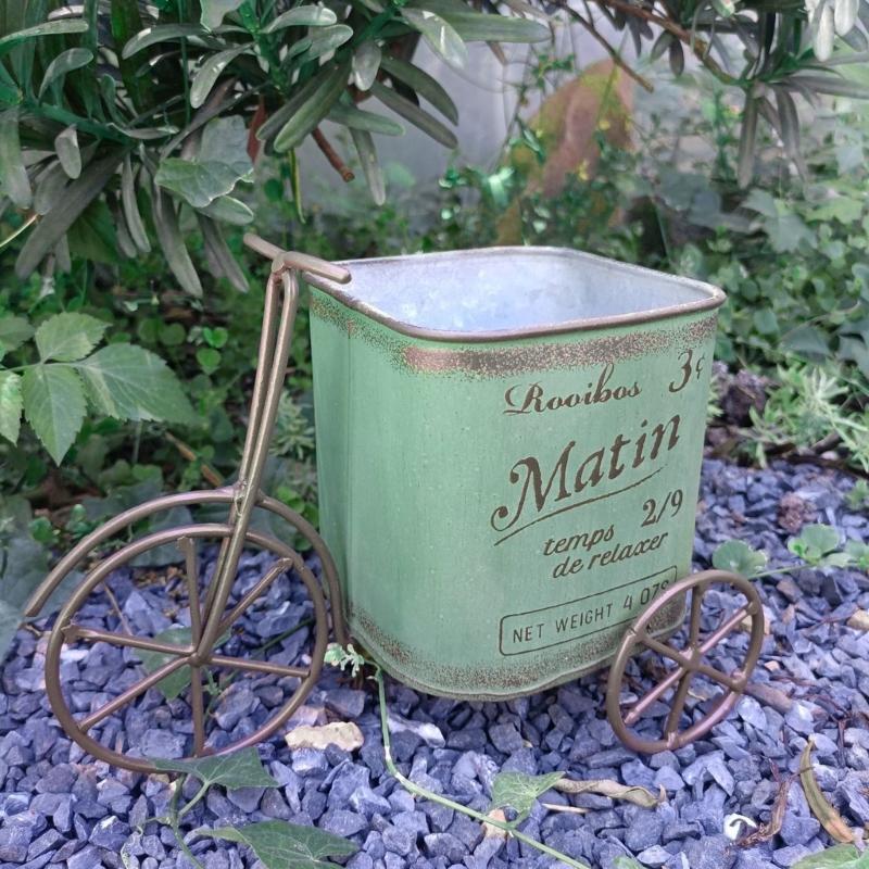 Elegant Iron Bicycles Shape Flowers Bucket Portable Iron Garden Cart for Florist, Garden, Wedding Display