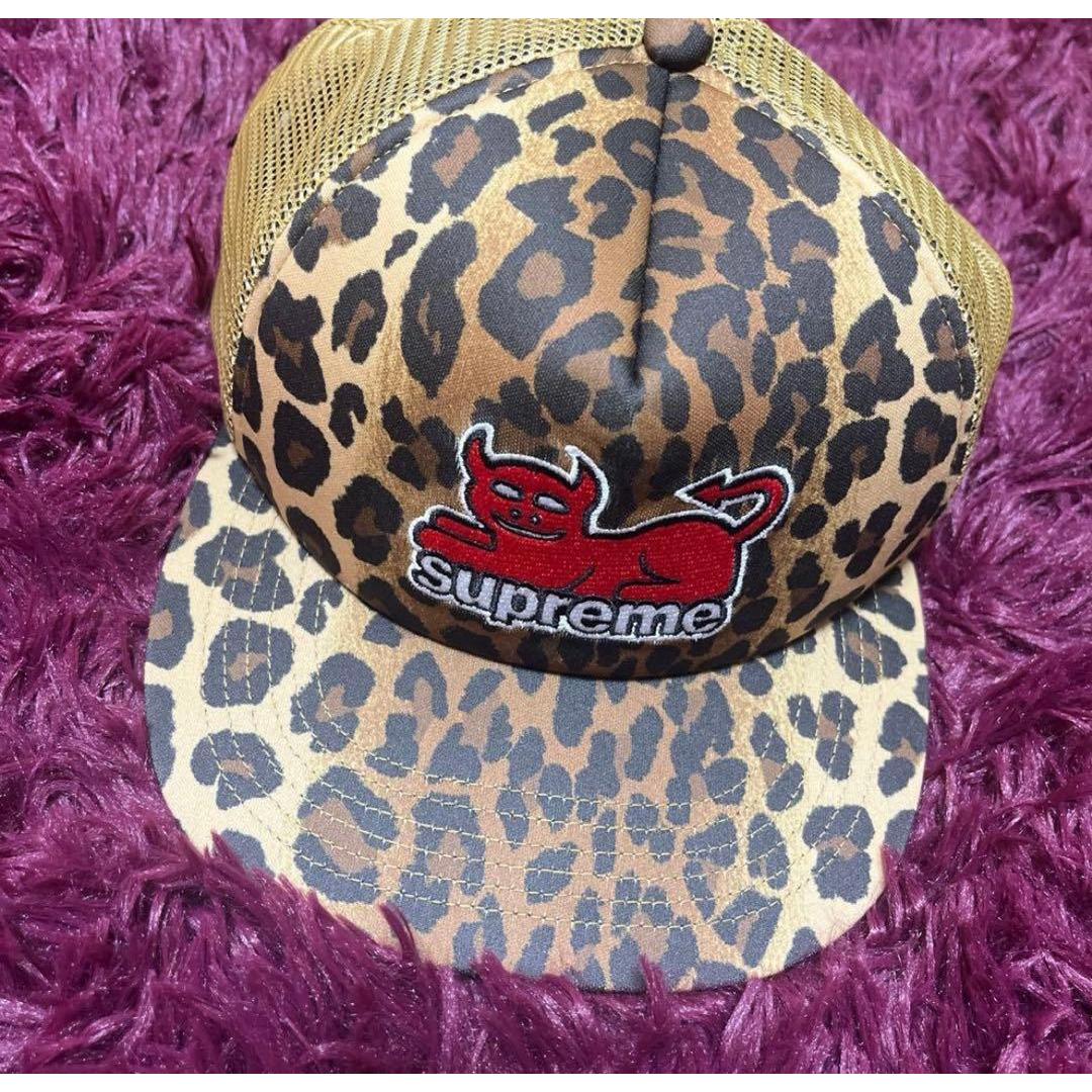 Used leopard print mesh cap supreme