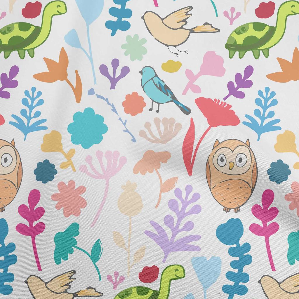 oneOone Cotton Flex Black Fabric Tropical Doodled Animals With Leaves Craft Projects Decor Fabric Printed By The Yard 40 Inch