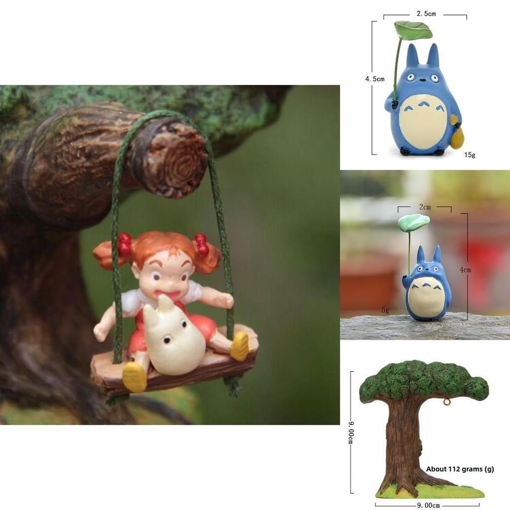 Mein Nachbar Totoro Harzfigur Mit Zeichentrickkatze Schaukel Und Herbstdesign Zur Dekoration Und Als Geschenk