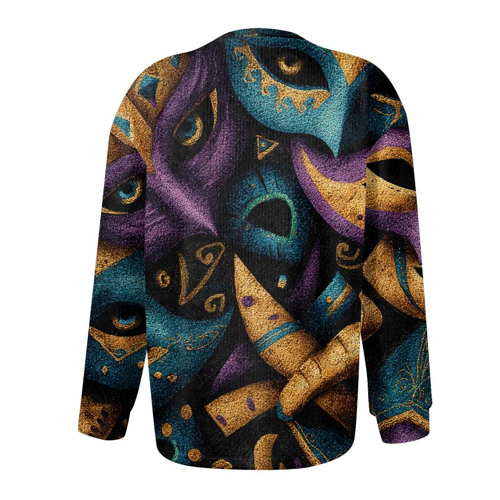 Dámský módní festivalový pletený kardigan s dlouhým rukávem a zapínáním na knoflíky