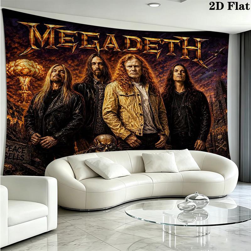 Megadeth Wall Tapestry Aesthetic Wall Hanging Printed Fabric Blanket Decorative Tapestries for Bedroom Living Room Home Decor