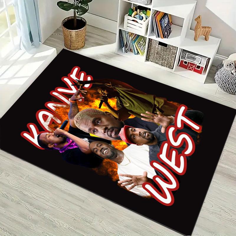 Kanye West Rapper Hip‑hop Collage Print Area Rug Non‑Slip Rectangular Floor Mat Music Fan Gaming Living Bedroom Decor